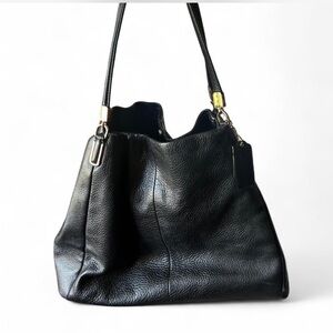 Vintage Coach Black Leather Tote Bag